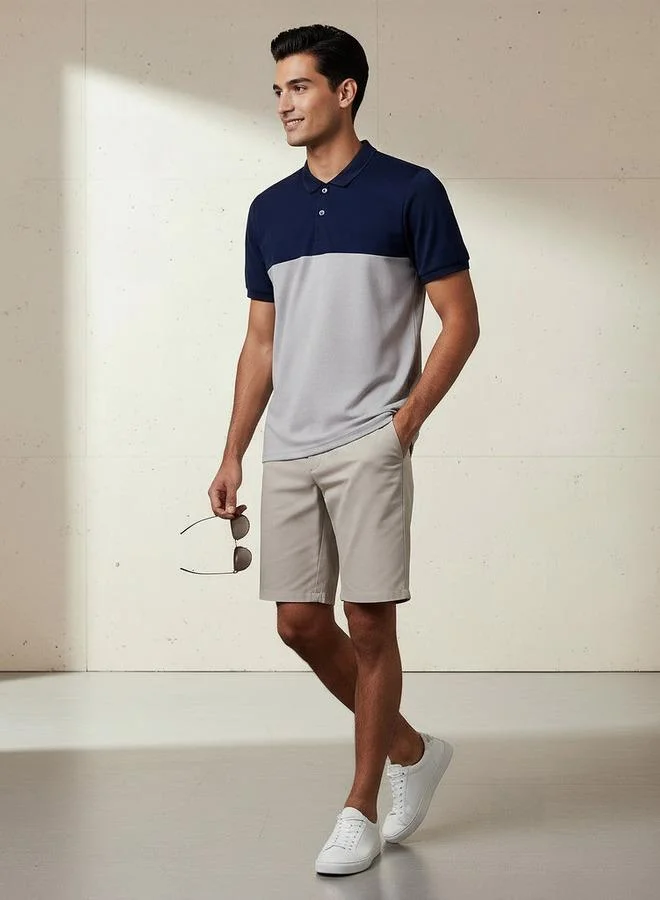 سبلاش فيڤ Men Short Sleeves Colourblock Polo T-shirt